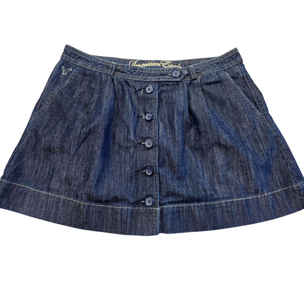 American Eagle Outfitters denim mini skirt size 6 dark wash button front Y2K